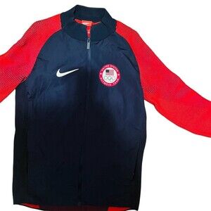 Nike Team USA Olympic Track Jacket Unisex Blue Full Zip Navy Red USA Back